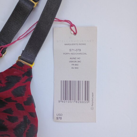 Stella McCartney Marguerite Poppy Red / Charcoal Mesh Bra 36 C NWT - Picture 6 of 6